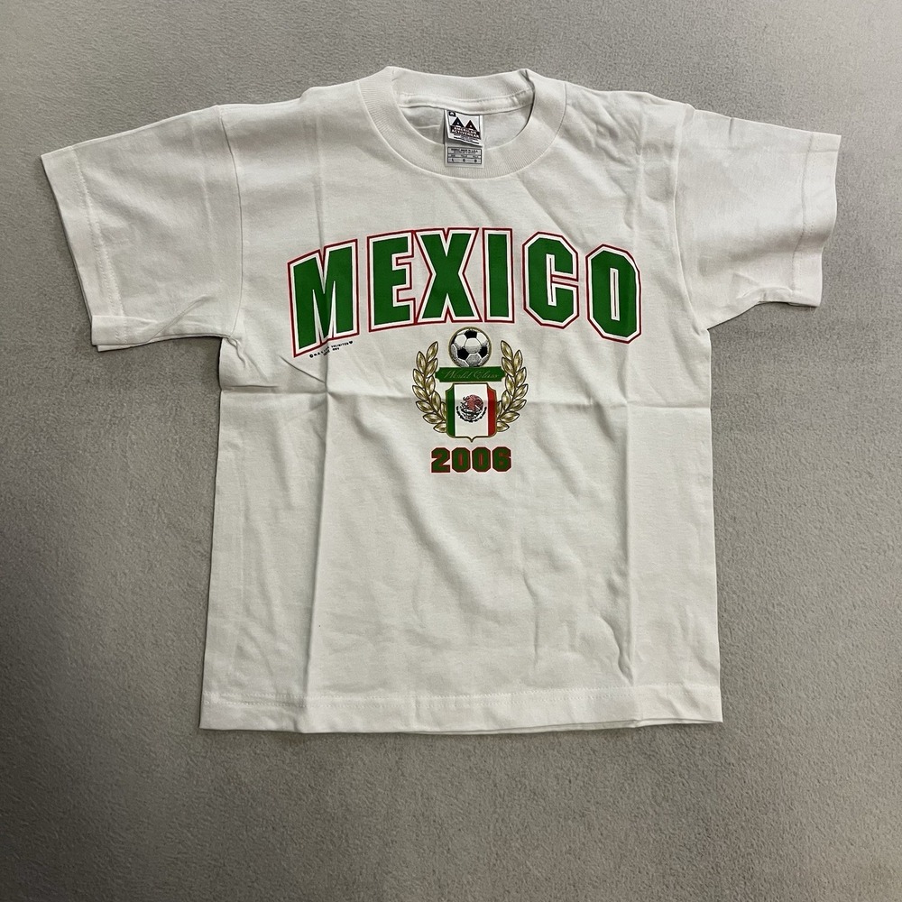 Vintage Mexico Soccer 2006 T-Shirt Youth Child's Size Large White Y2K